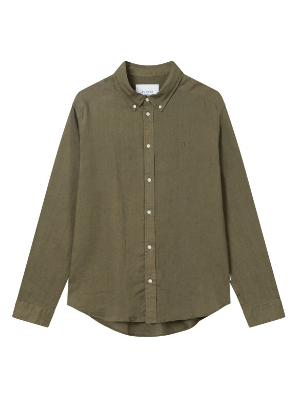 Les Deux - Kristian Linen B.D Shirt Olive