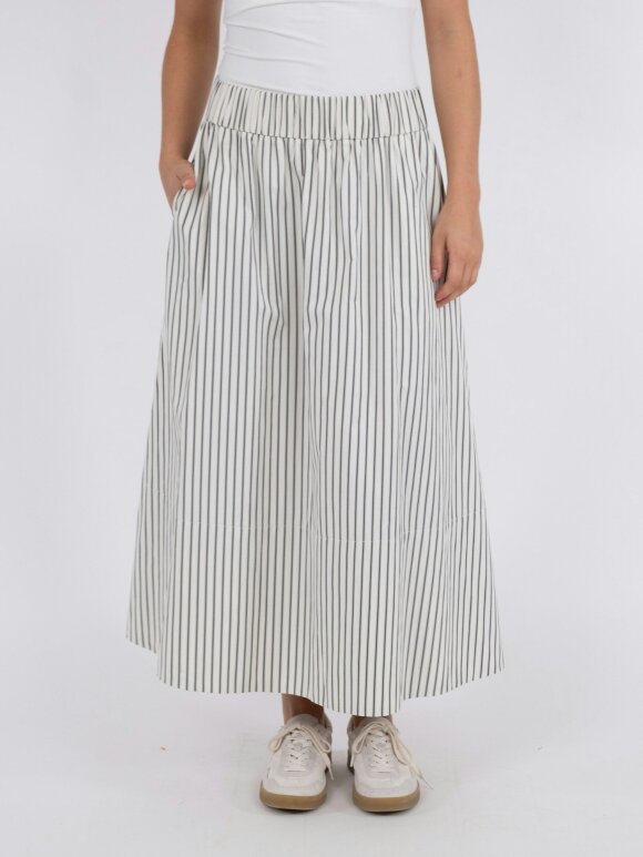 Neo Noir - Yara Long stripe Skirt Creme