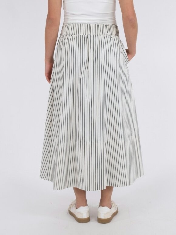 Neo Noir - Yara Long stripe Skirt Creme