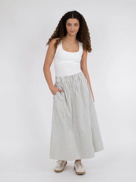 Neo Noir - Yara Long stripe Skirt Creme