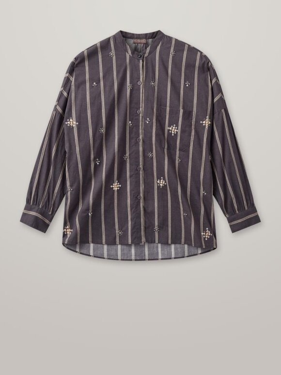 HEYANNO - MMHTrace Stripe Shirt Brown