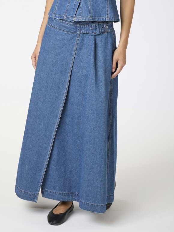 Neo Noir - Nina Wrap Denim Skirt Blue