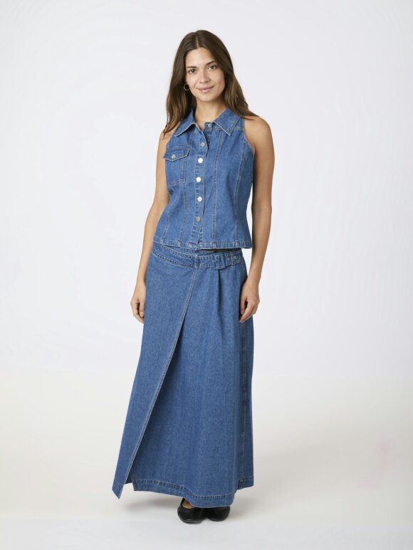 Neo Noir - Nina Wrap Denim Skirt Blue