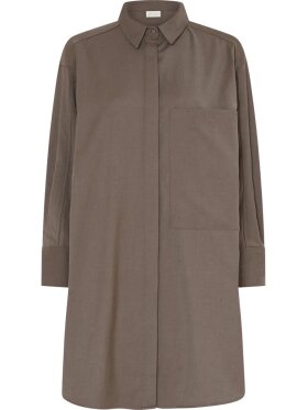 FRAU - Lyon ls Long wool shirt Walnut