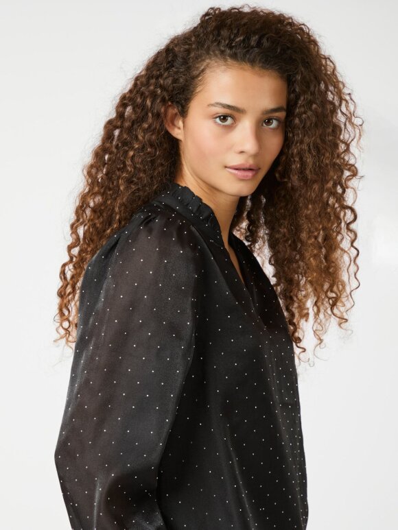 Neo Noir - Amara Bedazzled Blouse Black