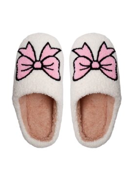 Black Colour - BCBow Slippers Off White