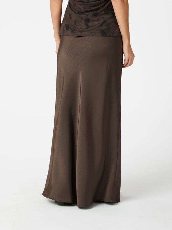 Neo Noir - Vicky Heavy Sateen Skirt Brown