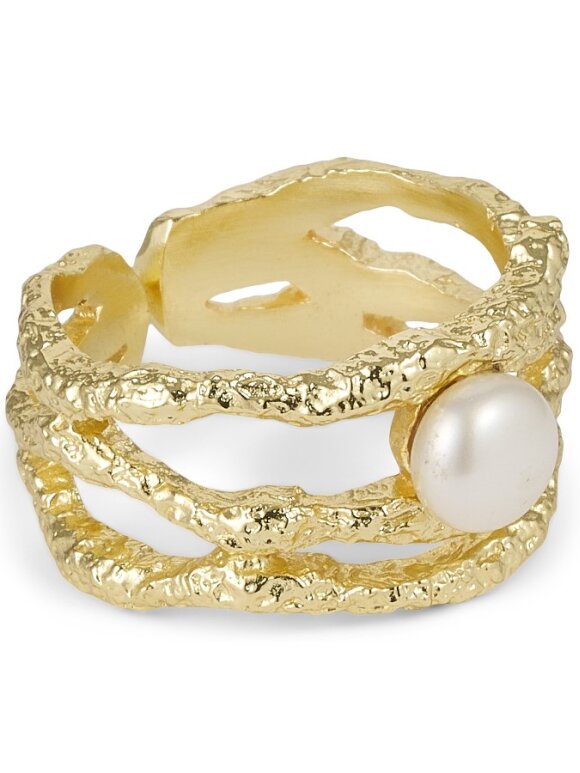 Pure By Nat - Foil ring w. Pearls