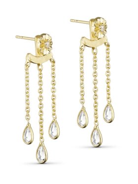 Pure By Nat - Manin chain earring w. zircons