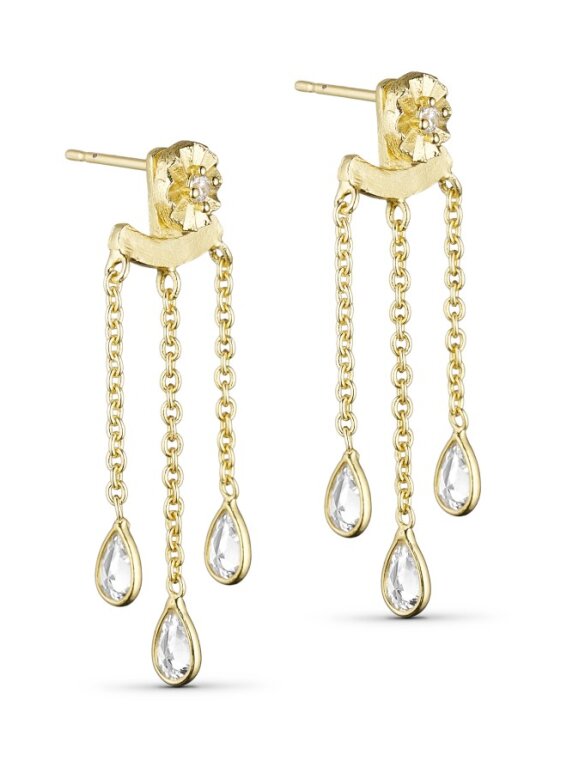 Pure By Nat - Manin chain earring w. zircons