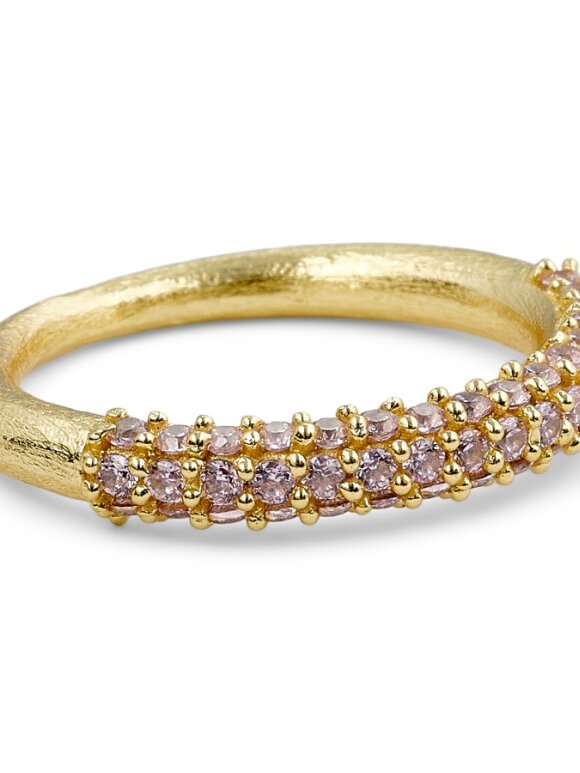 Pure By Nat - Ring w. Zircons pink guldbelag