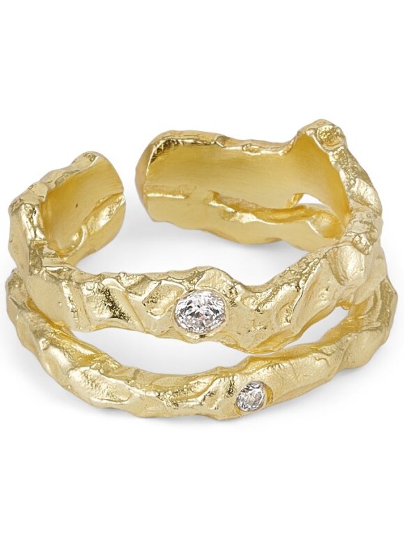 Pure By Nat - Dobbelt Foil Ring Med Zirkoner