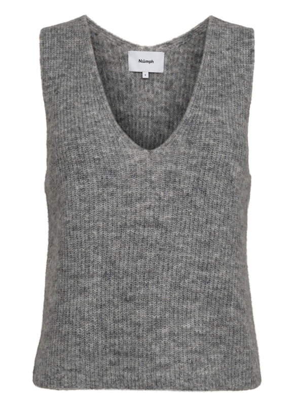 Numph - NURiette Rib V-Neck vest grey