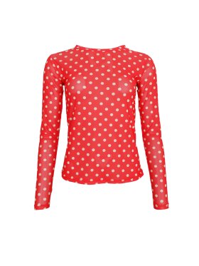 Black Colour - BCAnnie Mesh Blouse Red Dotted