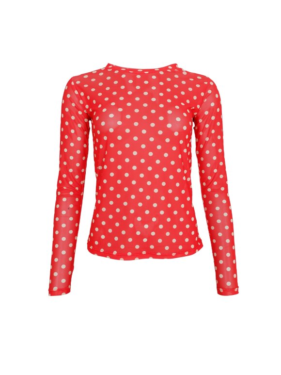 Black Colour - BCAnnie Mesh Blouse Red Dotted