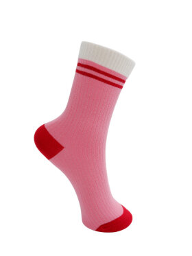 Black Colour - BCGeena Contrast sock pink/red