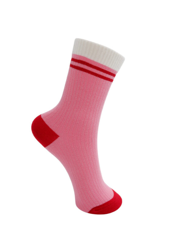 Black Colour - BCGeena Contrast sock pink/red